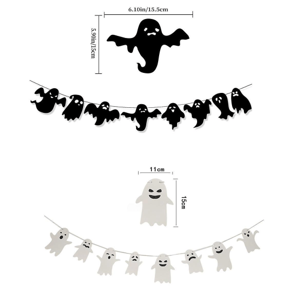2st Halloween banners flagga dekoration, skelett spöke hängande ornament black black