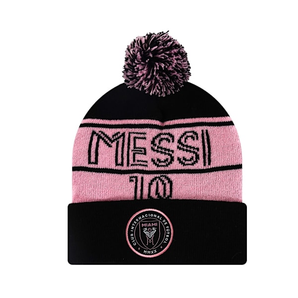 Strikket fodboldklub-hue, kuldebeskyttende og varm uldhue til efterår og vinter sort black qd black MESSI