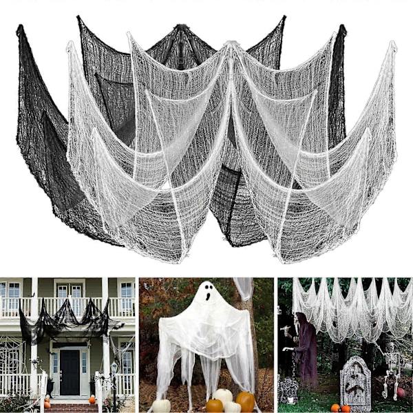 5 stk. Halloween Edderkoppnett Rivfast Skummel Realistisk Hengende Edderkoppnett For Halloween Spøkelseshus Dekor