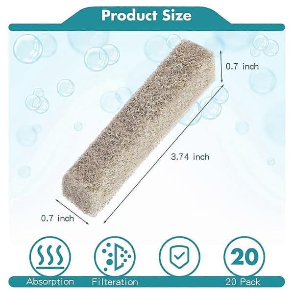 20 stk. ammoniakreducerende filterpuder til akvariefiltersvamp, fisketanksfilterpuder til QuietFlow LED PRO