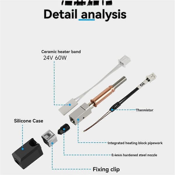 Hotend-sæt til 3 24V 60W print til 3D-printerdele Hot End Bimetal Heatbreak Throat
