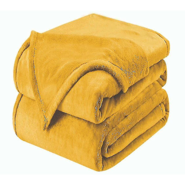 Pehmeä ja mukava suuri tekoturkistilkkupeitto sohvalle ja sänkyyn, parivuode ja king-size Mustard Yellow Double (150 cm x 200 cm)
