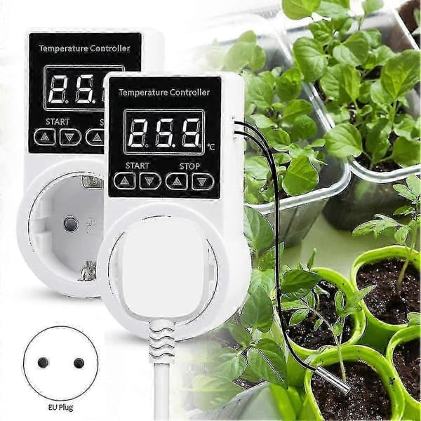 1 stk. Termostatstik med sensor, digital temperaturregulatorstik, vandtæt temperatur