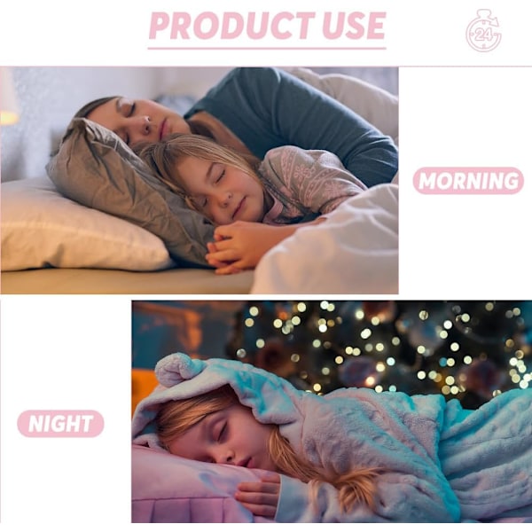 (Pink) Børnevækkeur, USB LED Børns digitale sengeur qd