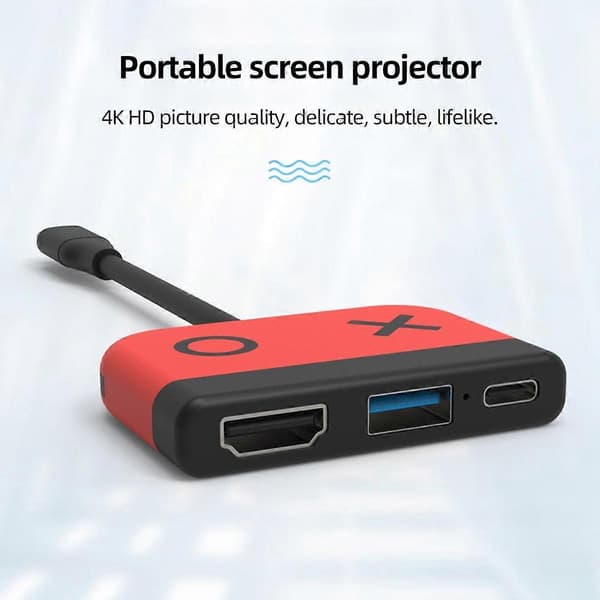3 i 1 Switch Hub USB3.0 Switch Bas Dockningsstation Typ-C till HD Skärmprojektoromvandlare för Switch/ B