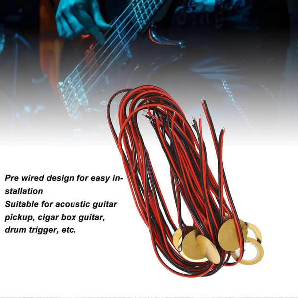12 st 27mm Piezo Diskar med Tråd Mässing Piezoelektrisk Disk Piezo Pickup Transducer för Akustisk Gitarr Trumtrigger