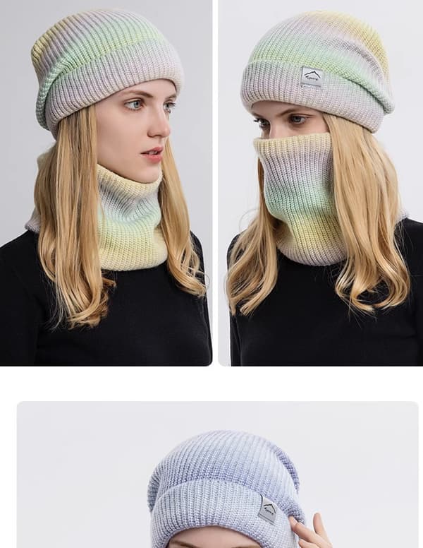 #Hatt & Halsduk Vinterhatt Stickad Hatt Halsduk Damernas Varma Hatt Halsduk Set#