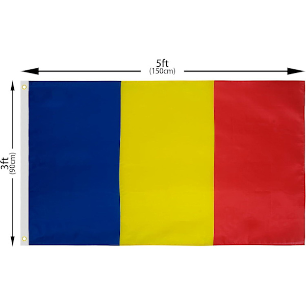 Romanian lippu 90x150 cm paksu polyesteri, haalistumaton, messinkirenkaat, kangaspäällinen Romanian kansallisliput 90 x 150 cm