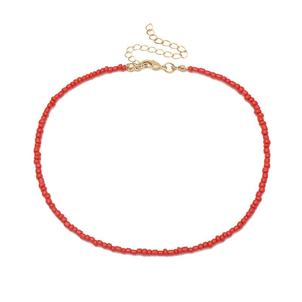 Halsbandskedja Pärlhalsband Dam Pärlhalsband Smycken (Röd)