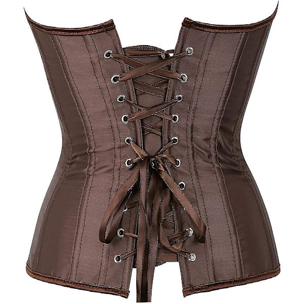 Kelvry Naisten Plus-kokoinen Goth-tyylinen Alusasu Satiini Nyöritys Luilla Tuettu Rintaliivien Päällinen Korsetti Muotoileva Asu Brown 68