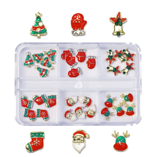 Christmas Nail Charms Nail Art Legering Rhinestones Tillbehör Julserie Blandad Nail Art Dekor för DIY Nails Ornament 1