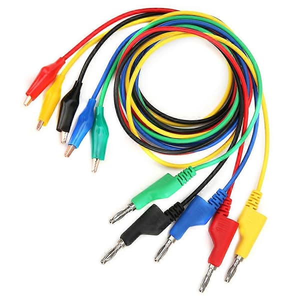 P1044 5 stk. 4 mm 1 m stabelbar bananstik til klip testledning testkabel til multimeter
