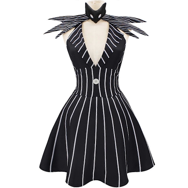 Halloween Jack Skellington Cosplay Kostym Svart Klänning för Kvinnor Outfit Halloween Kostymer Cosplay Rollspel Party l S