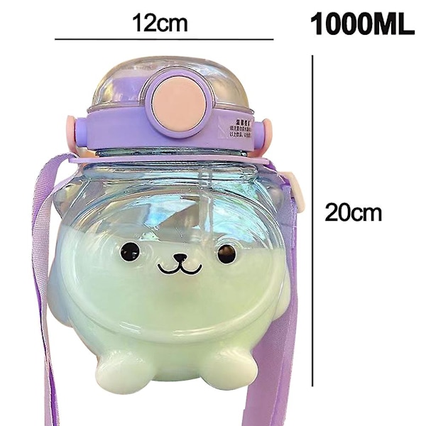 Kawaii vattenflaska Stor kapacitet Vattenflaska Bärbar Sport Vattenflaska qd purple