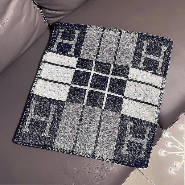 45x45cm H-bokstav Ull Kasmirs Örngott Våningssäng Soffa Flygplan Striped Navy Blue