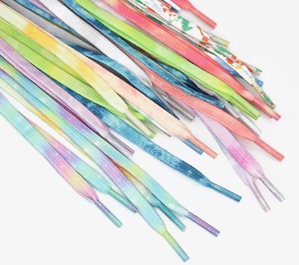 120cm, flade tie-dye snørebånd [2 par] 8mm høj kvalitet farverige