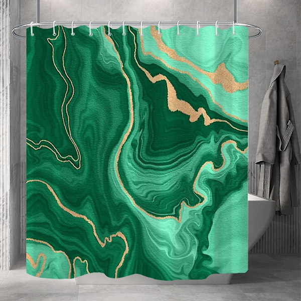 Marmor badrum duschdraperi lila guld tyg duschdraperier med krokar akvarell abstrakt duschdraperi foder 72x72 tum Green 72x84 inch