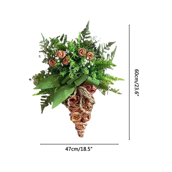 Easter Carrot Shaped Spring Wreath with Artificial Tulips for Front Door Decoration
