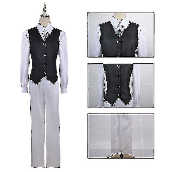 Anime Dazai Osamu Cosplay Kostym Bungo Stray Dogs Cosplay Lång Jacka Kappa Dazai Osamu Peruk Halloween Jul Kostym costume and wig XXXL