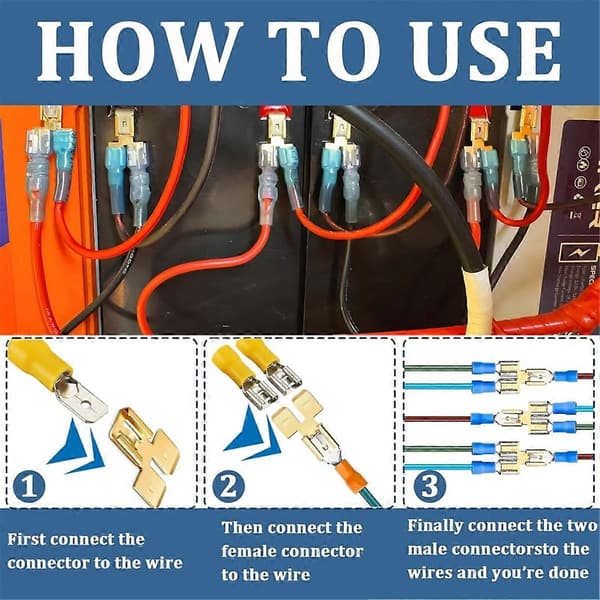 Piggyback Spade-stik Hurtigfrakobling Elektriske Ledningsspadeterminaler Adapter 30 stk.