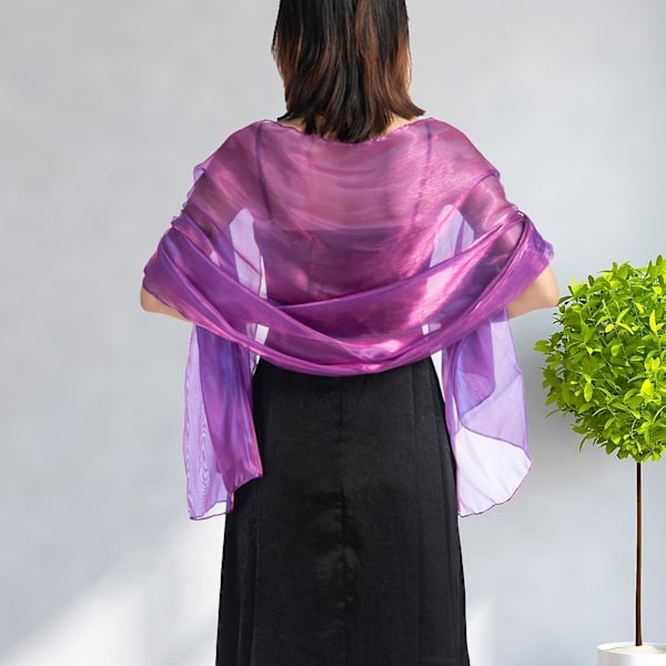 Tunn ljus siden enfärgad klänning sjal brudtärna Cheongsam lång sjal Atrovirens One Size