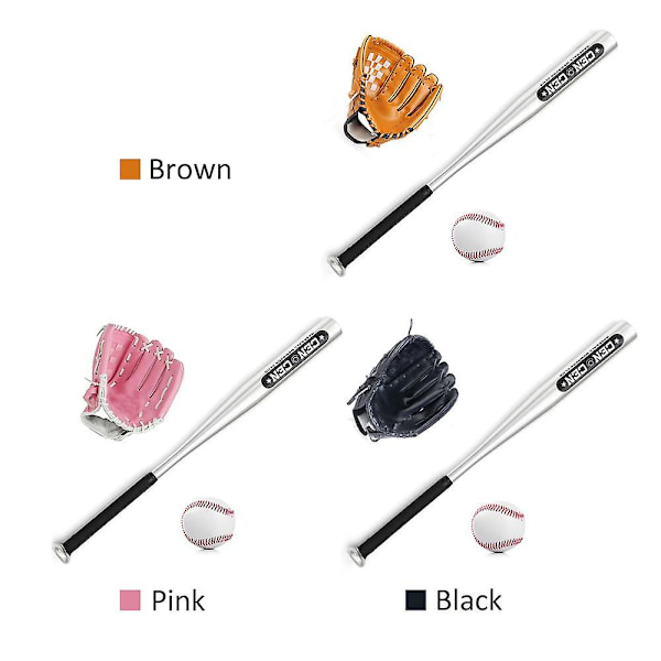 Baseball set med basebollträ + baseboll + basebollhandskar 25 tum aluminiumlegering basebollträ 10,5 tum pink