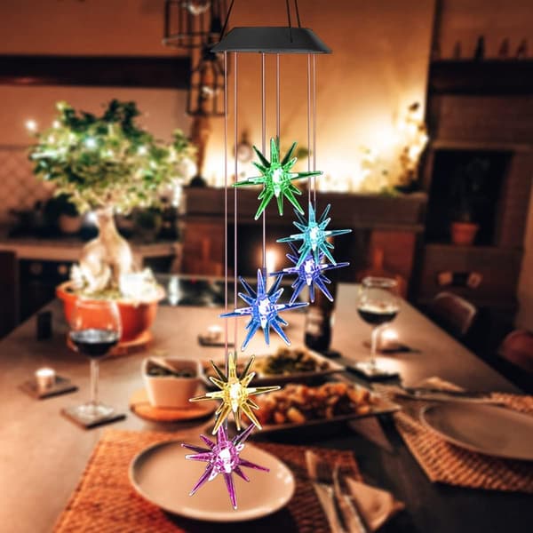 Solcellsdriven Vindspel med LED-lampa för Utomhus, Trädgård, P