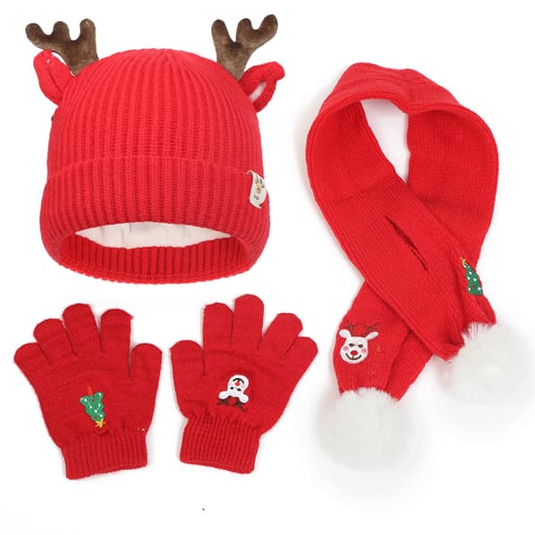 #Halsdukset med tre delar, hatt, halsduk och vantar, sammet, hjorttöms (3 delar)#