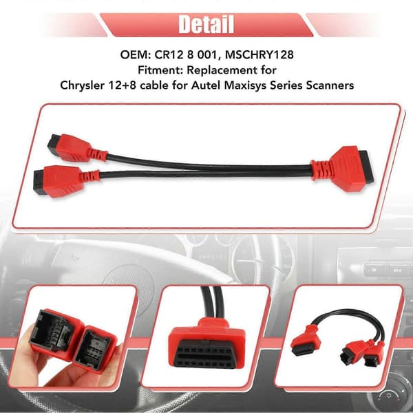 12+8-pin diagnostisk koblingskabeladapter MSCHRY128 diagnostisk verktøy erstatning for Chrysler