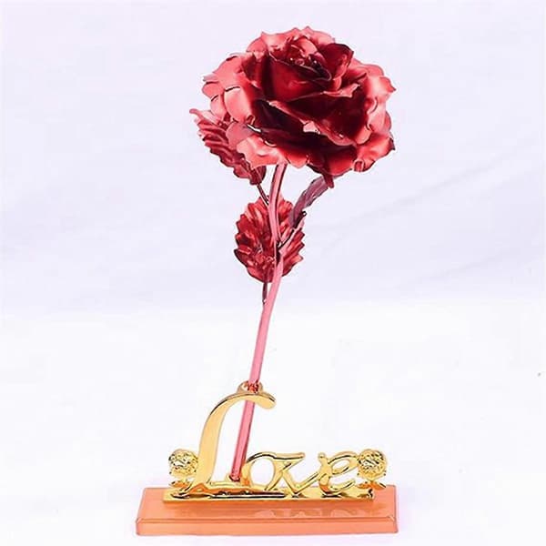 Rose kunstige evighetsblomster med hjerteformet stativ for elskere, mødre, venner, Valentinsdag, bursdag, osv. E
