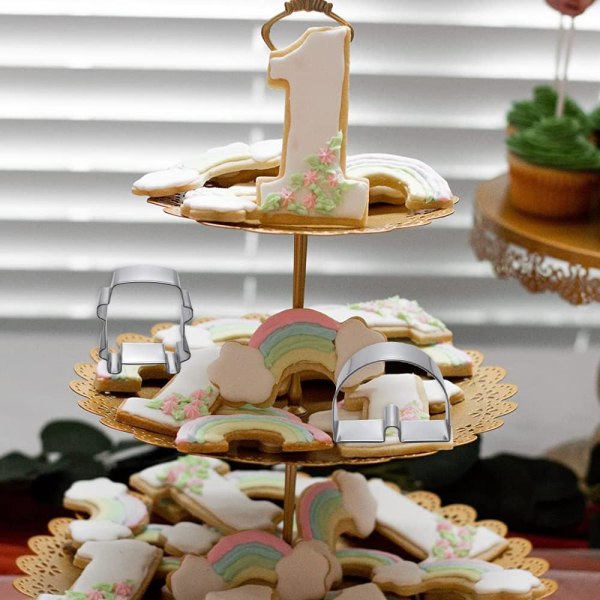 7 deler mini metall kakeutstikkersett - fredstegn Groovy baking