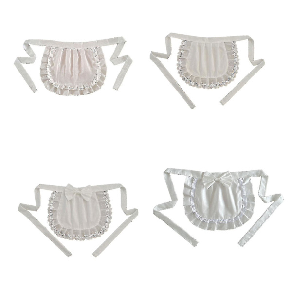 Retro Förkläden Midja Förkläde För Flickor Tight Kostym Vit Bomull Halv Förkläde Fest Heta Beige
