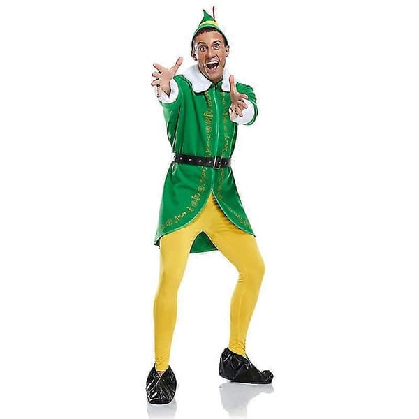Julgrön Elf Cosplay Kostym Tomte Kostym För Män Kvinnor Men S