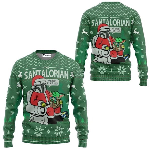 The Mandalorian Santalorian og Baby Yoda Stygg Genser Star Wars God Jul Herre Genser Høst Vinter Dame Genser style 3 qd style 3 M
