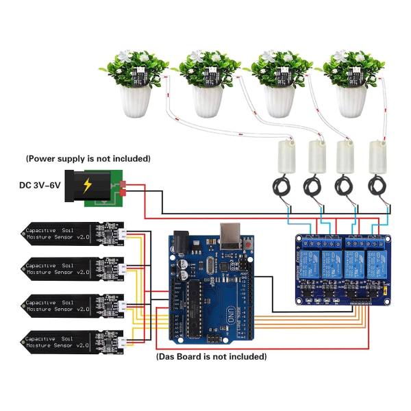 Diy Automatisk Vattning Bevattning Modul Kit System Jordfuktighetssensor Pumpar