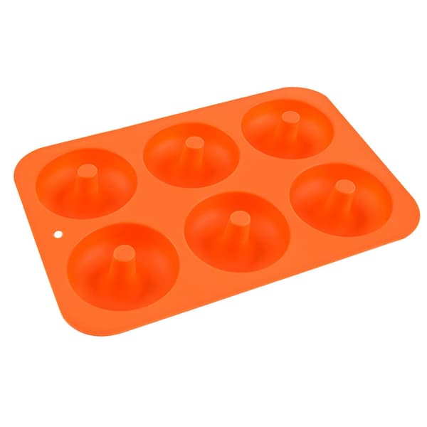 6-håls silikon munkform non-stick form diskmaskin dekoration verktyg Orange