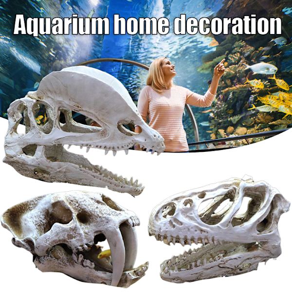 Akvaario akvaario dinosaurus pääkallo koriste hartsi käsityö Halloween rekvisiitta populaaritieteelliset työkalut Saber-toothed Tiger