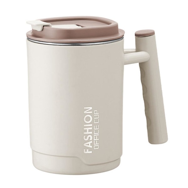 Kaffemugg, isolerad campingmugg med lock, dubbelvägg i rostfritt stål reseglas, kaffetermos utomhus Beige