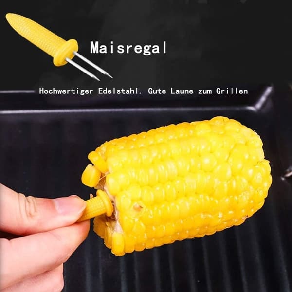 12-pakks rustfritt stål maisholder BBQ grill dobbel pigg mais