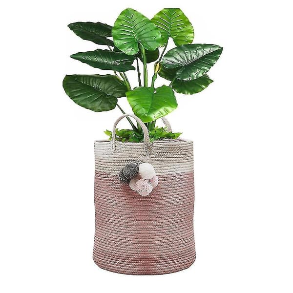 Tvättkorg i bomullsrep Pink 40 x 25cm