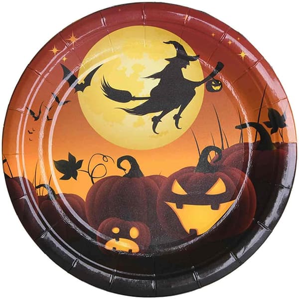 Halloween set 10st rund papperstallrik