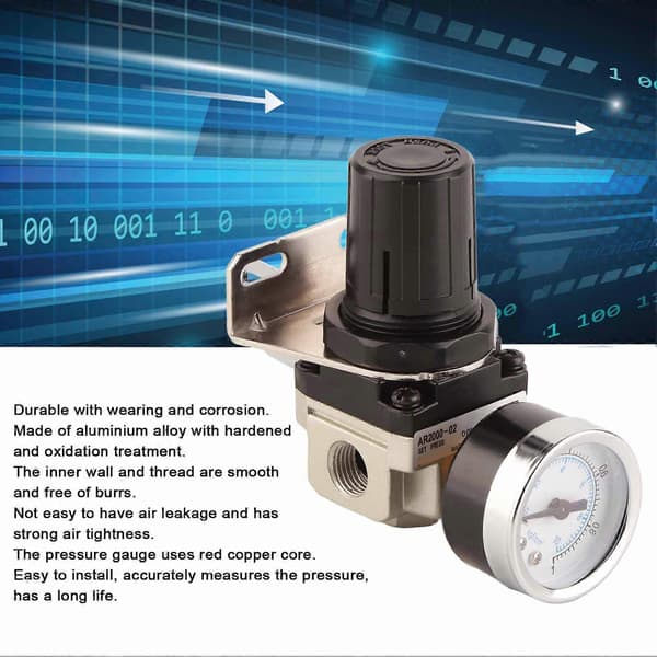 Lufttrykkregulator avlastningsventil 0,05-0,8 MPa kontroller aluminiumslegering med måler 1/4 tomme
