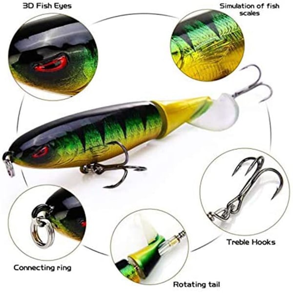 6st Topwater Fishing Lure Set Plast Flytande Roterande Svans Fiskedrag Hard Age Krok för Sötvatten Saltvatten qd