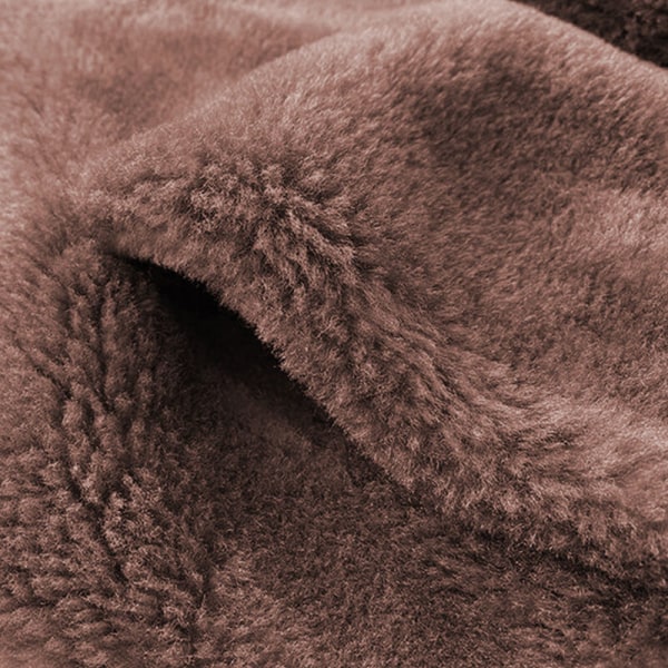 Dam fleece fluffig Teddy Bear Coat Plain Pocket Jacka Ytterkläder Brun M