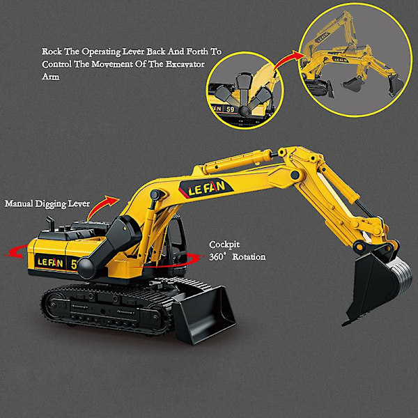 Leksaksbil Pojke Stor Byggfordon Grävmaskin Bulldozer Gripare Jordborr Modell Manual Gripper