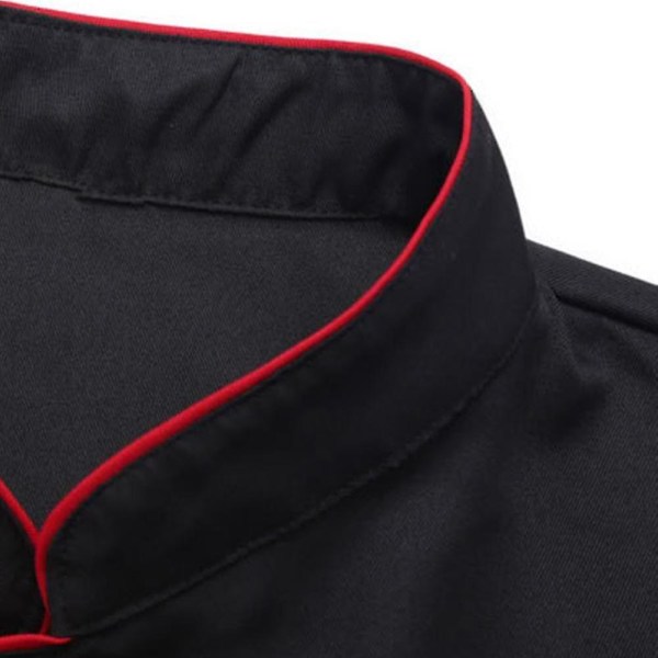 Unisex Lyhyt Pitkähihainen Kokkitakki Hotelli Keittiö Palvelu Uniform Työvaatteet (haoyi) A Red and Black XL Short Sleeve