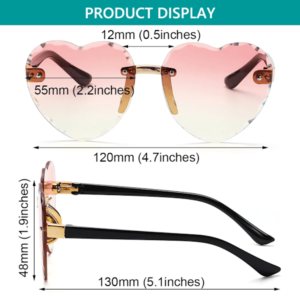 Nya hjärtlösa solglasögon Oceanlinser UV 400 skydd Söta barn/vuxna solglasögon utomhusresor glasögon för flickor pojkar qd Glasses Chain