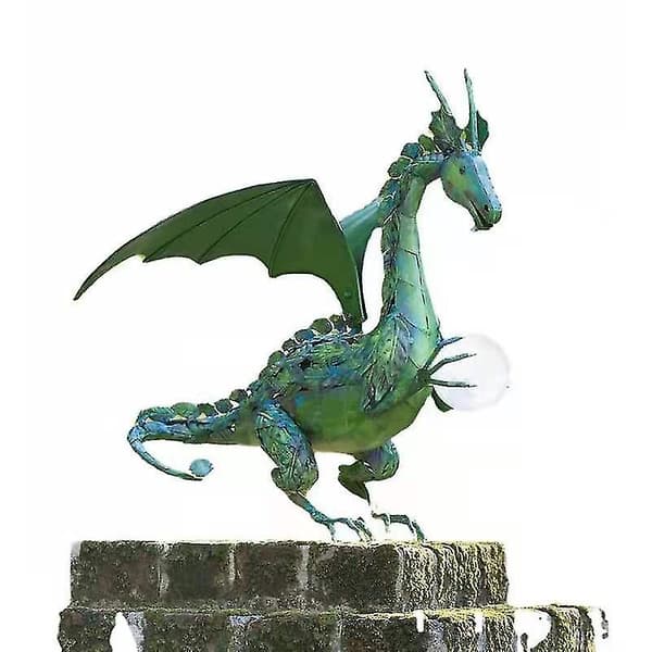 Grøn Drage Statue Med Solar Perle green