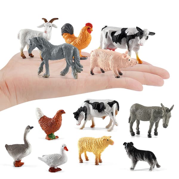 Gårdsdyrfigurer, 12 STK Realistiske Dyrefigurer Låvedyr