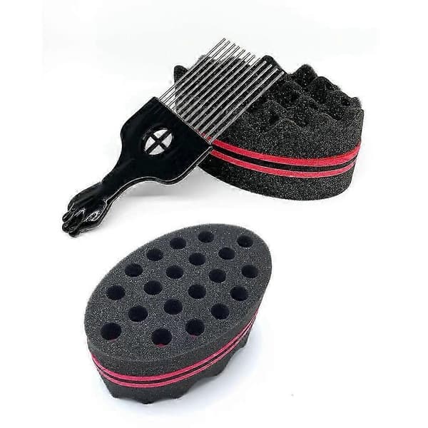 Nirvana Magic Curl Sponge Twist Sponge Dobbeltsidig Hårbørste Svamp Hår Twist Curl Svamp Magisk Hårfletter Coils Dreadlock Curl Børste 2 Stykker me